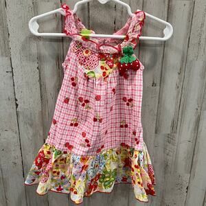 Vintage Everyday Nay Nayetal Strawberry Gingham Plaid Baby Dress Size 12 Months